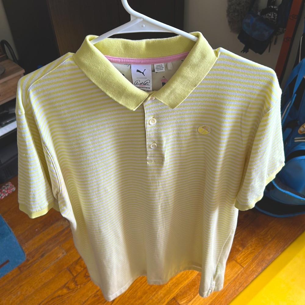 Puma Yellow Striped Polo Shirt